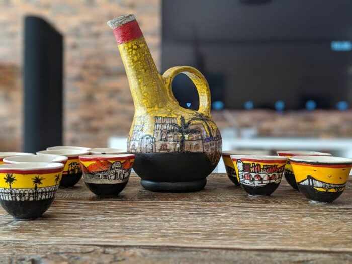 Traditional (Sudanese) Ceramic Sketched Coffee Set